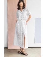 Eyelet Side-Button Maxi Skirt