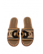 Ortigian Circle Raffia Slide